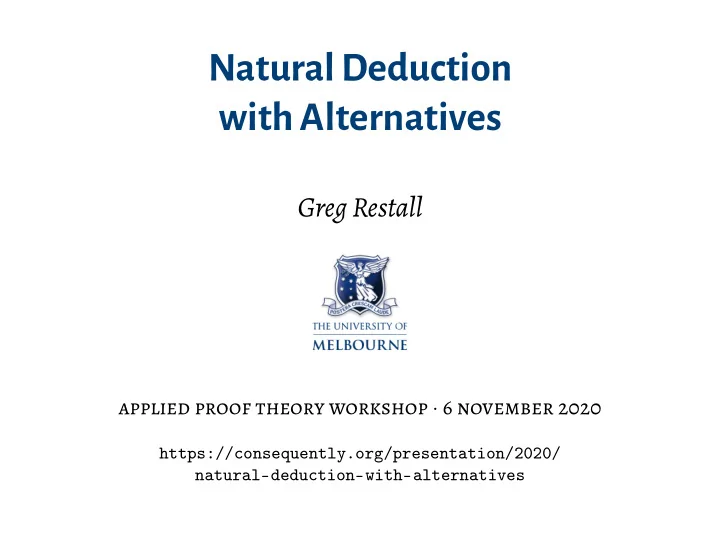 natural deduction with alternatives