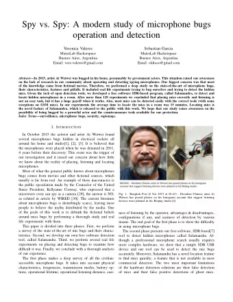 Spy vs. Spy: A modern study of microphone bugs  operation and detection  Veronica Valeros
