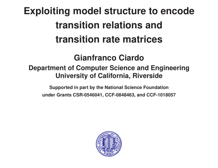 exploiting model structure to encode transition relations