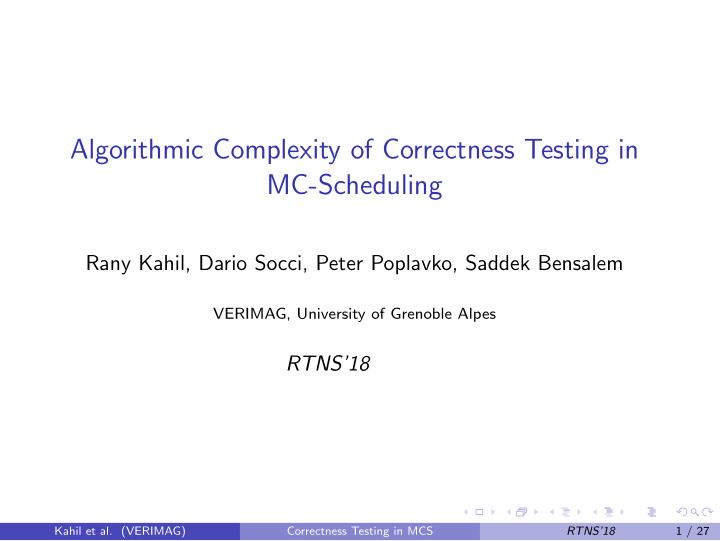 algorithmic complexity of correctness testing in mc