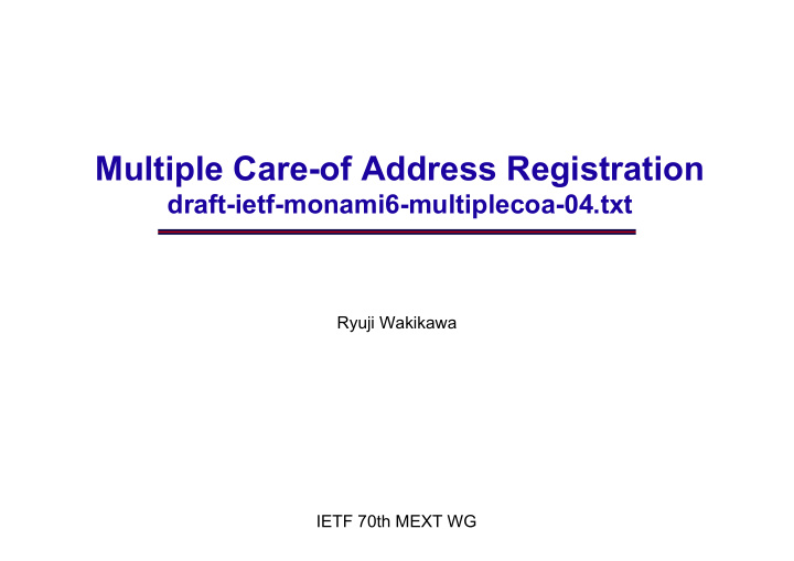 multiple care of address registration