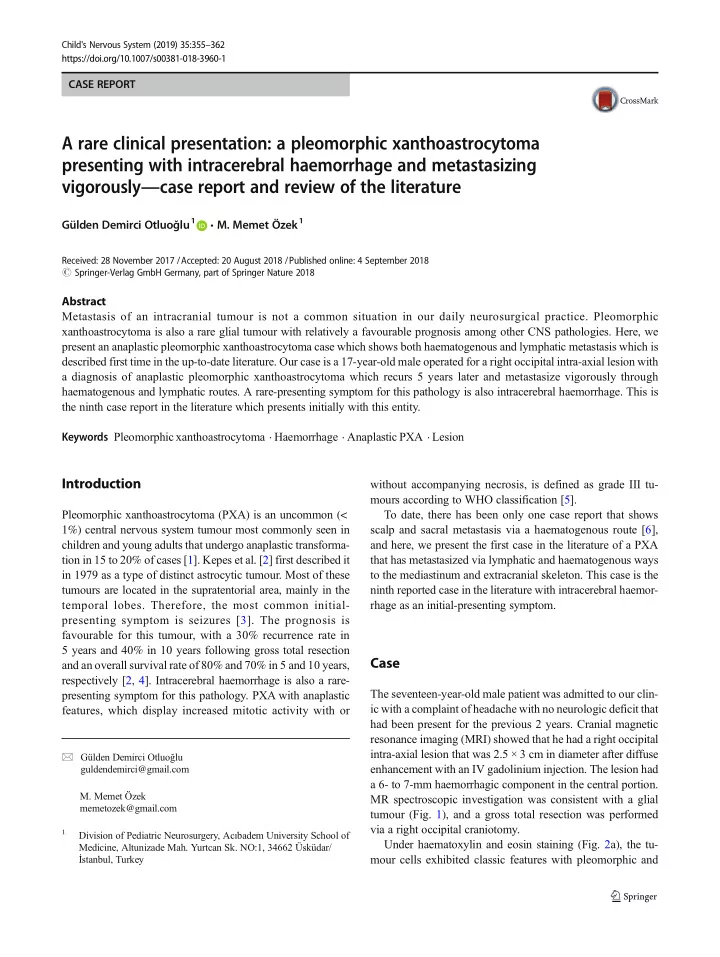 a rare clinical presentation a pleomorphic