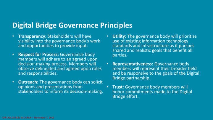 digital bridge governance principles