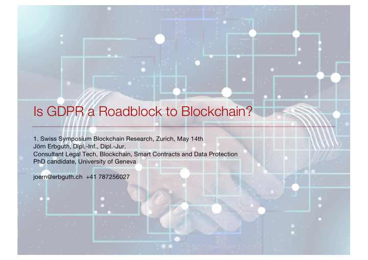 is gdpr a roadblock to blockchain