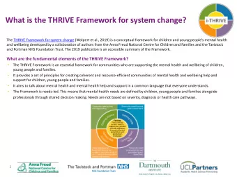 What is the THRIVE Framework for system change? The THRIVE Framework for system change (Wolpert et