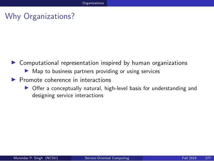 why organizations