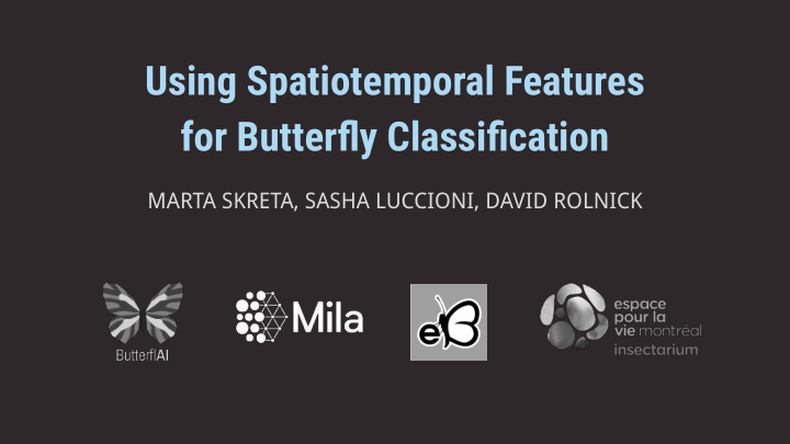 using spatiotemporal features for butterfly classification