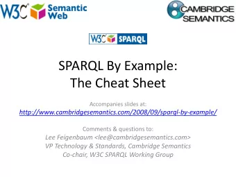 The Cheat Sheet  Accompanies slides at:
