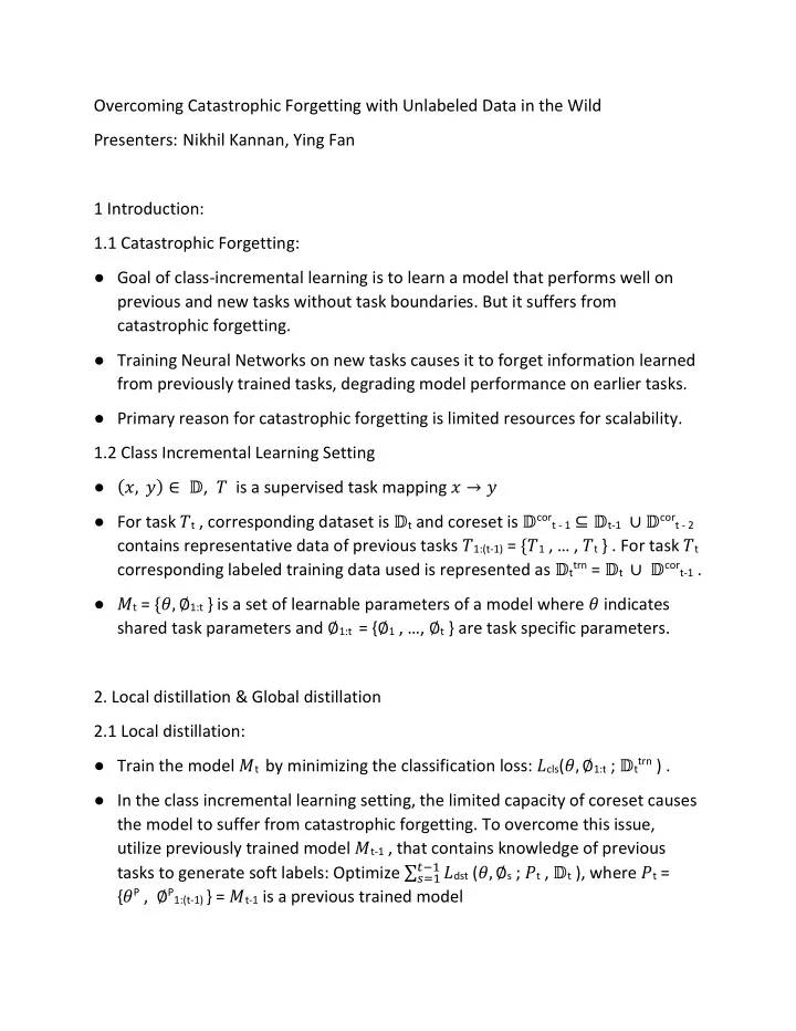 overcoming catastrophic forgetting with unlabeled data in