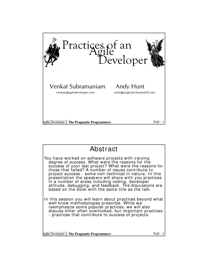 practices of an agile developer