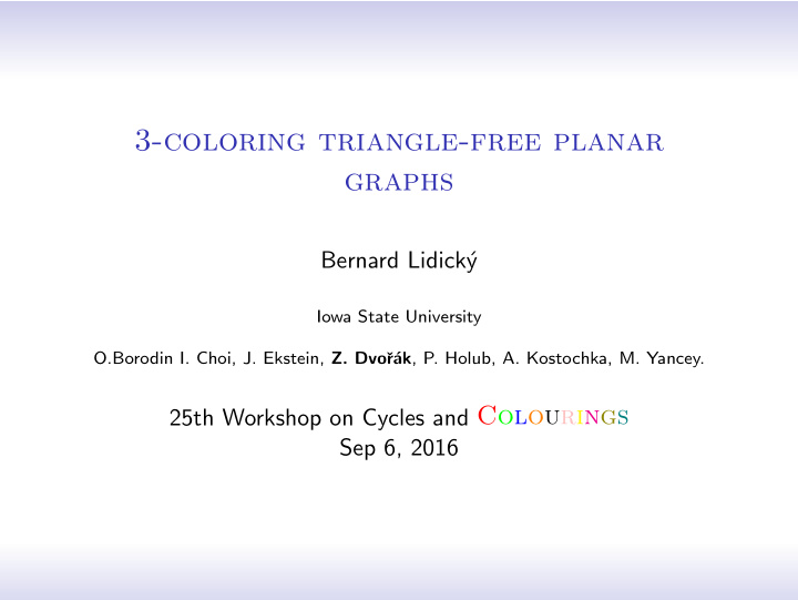 3 coloring triangle free planar graphs