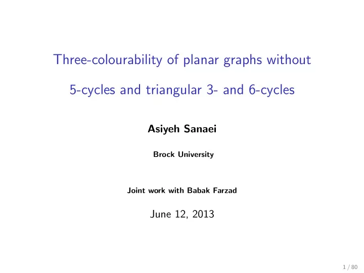 three colourability of planar graphs without 5 cycles and