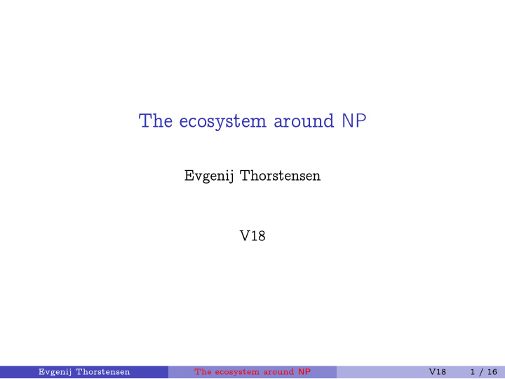 the ecosystem around np