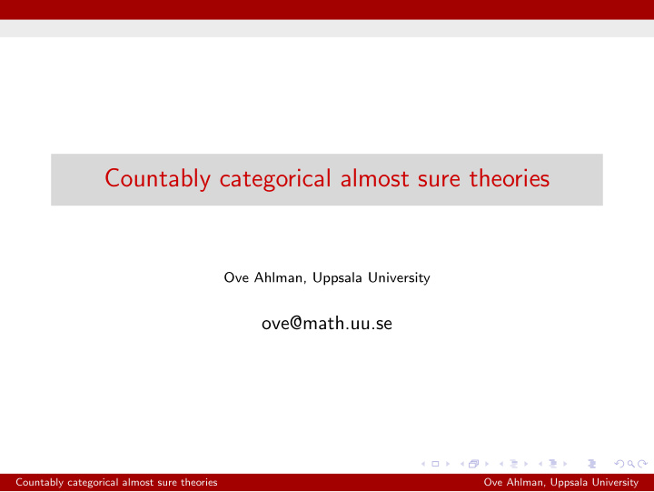 countably categorical almost sure theories