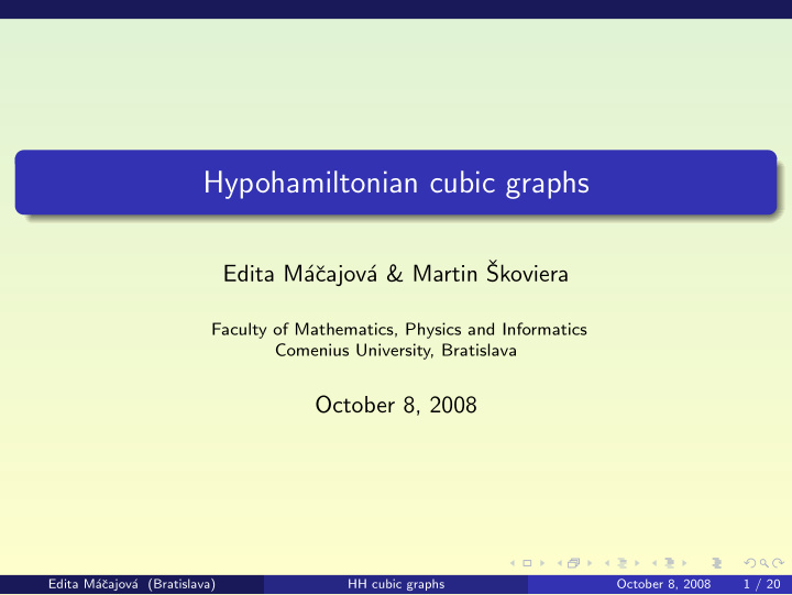 hypohamiltonian cubic graphs