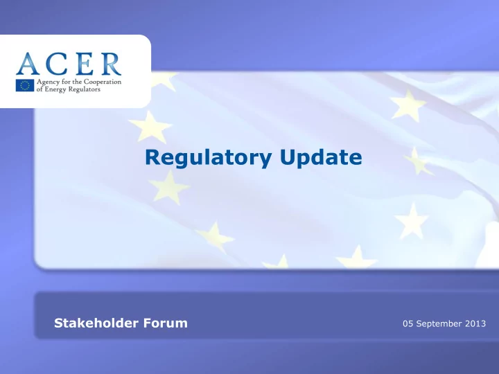 titre stakeholder forum 05 september 2013 network codes