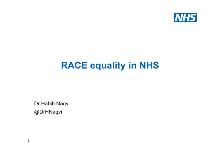 race equality in nhs