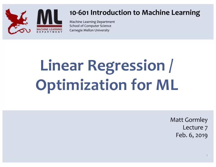 linear regression optimization for ml
