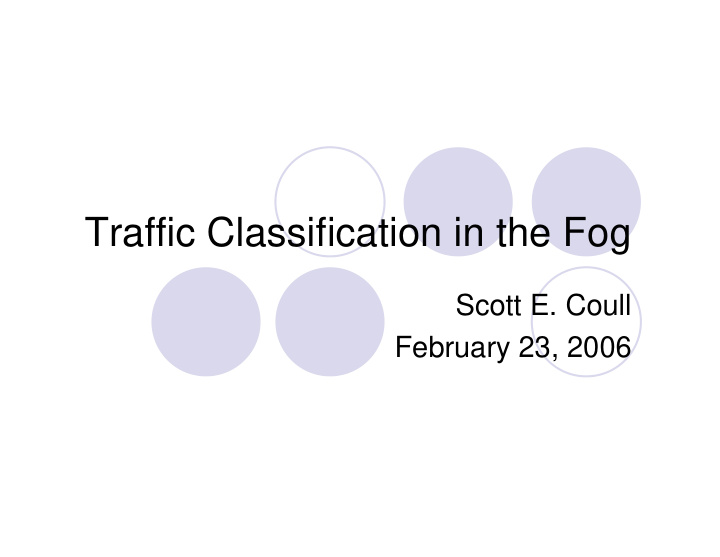 traffic classification in the fog