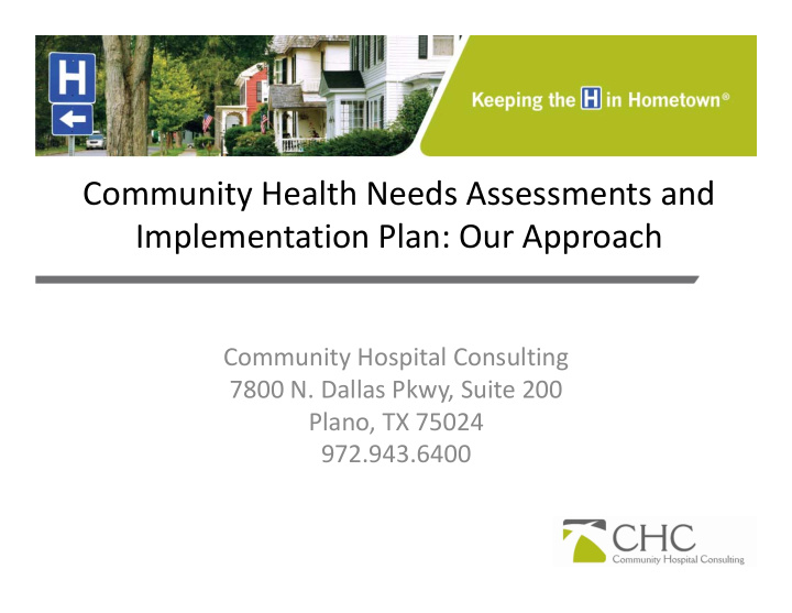 community health needs assessments and implementation