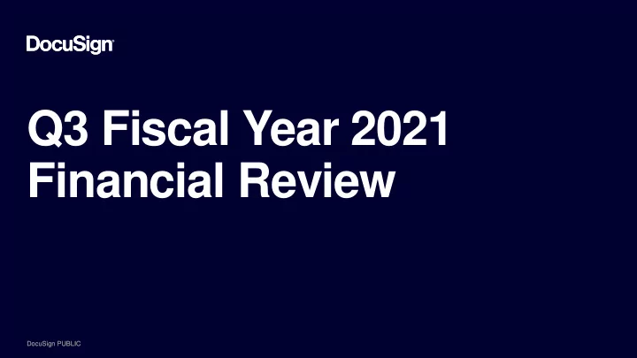 q3 fiscal year 2021 financial review