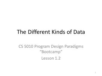 The Different Kinds of Data  CS 5010 Program Design Paradigms  Bootcamp  Lesson 1.2  1