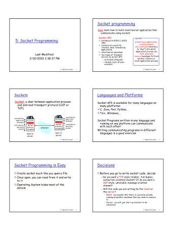 Socket programming  Goal: learn how to build client/server application that  communicate using