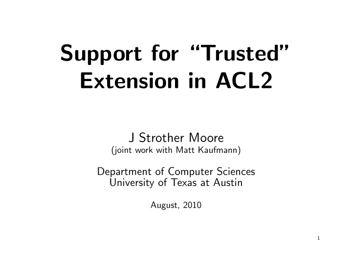 support for trusted extension in acl2