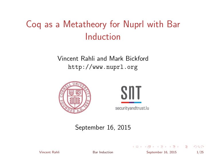 coq as a metatheory for nuprl with bar induction