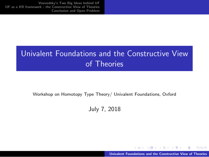 univalent foundations and the constructive view of