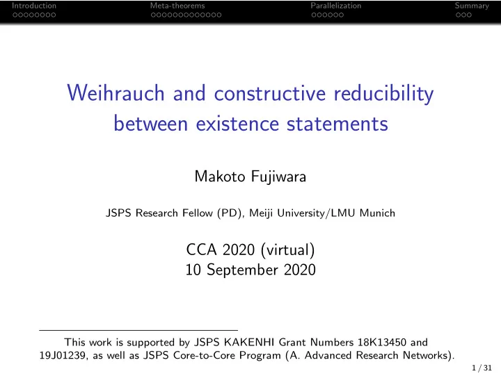 weihrauch and constructive reducibility between existence