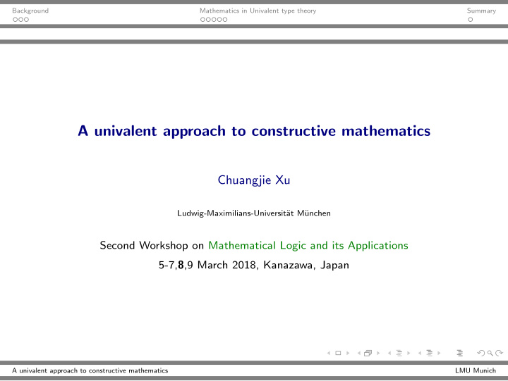 a univalent approach to constructive mathematics