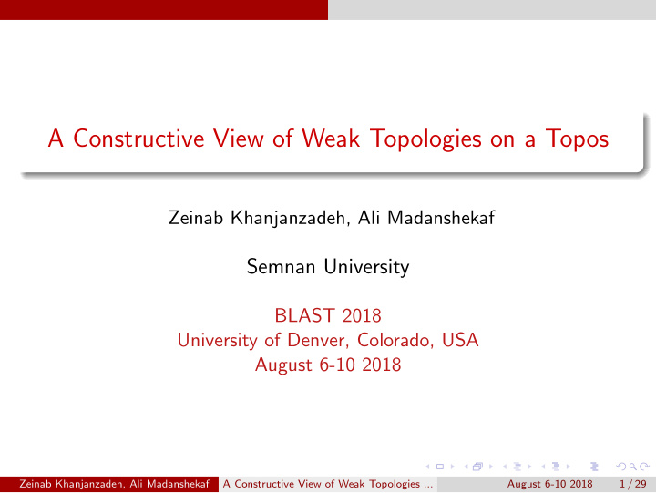 a constructive view of weak topologies on a topos