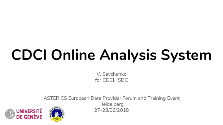cdci online analysis system