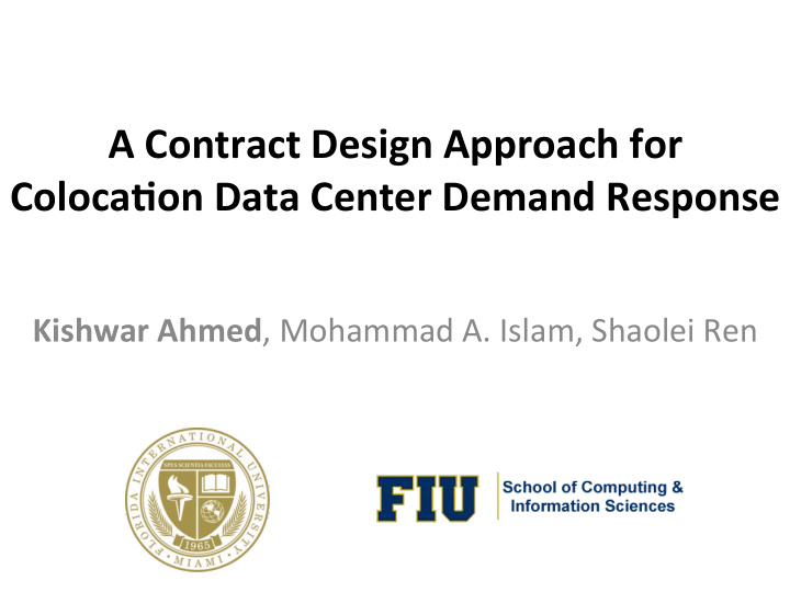 a contract design approach for coloca3on data center
