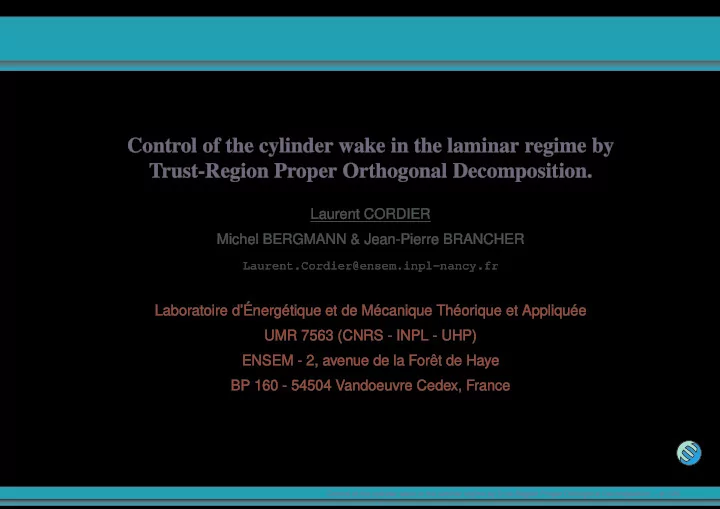 control of the cylinder wake in the laminar regime by