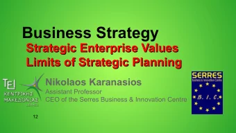 Business Strategy  Strategic Enterprise Values  Strategic Enterprise Values  Limits of Strategic
