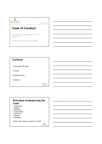 Code of Conduct  North West Leicestershire District Council  9 May 2019  Elizabeth Warhurst and