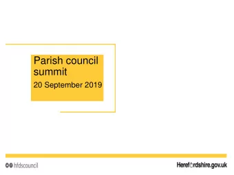 summit  20 September 2019  Agenda  Welcome and Introduction  Cllr David Hitchiner  6:30 pm  Talk