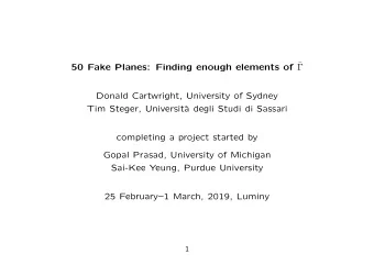 50 Fake Planes: Finding enough elements of     Donald Cartwright, University of Sydney  Tim