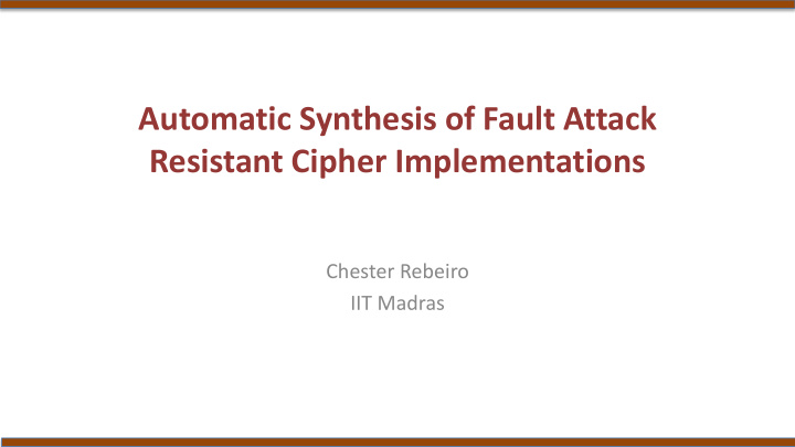 automatic synthesis of fault attack