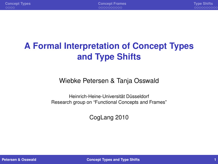 a formal interpretation of concept types and type shifts