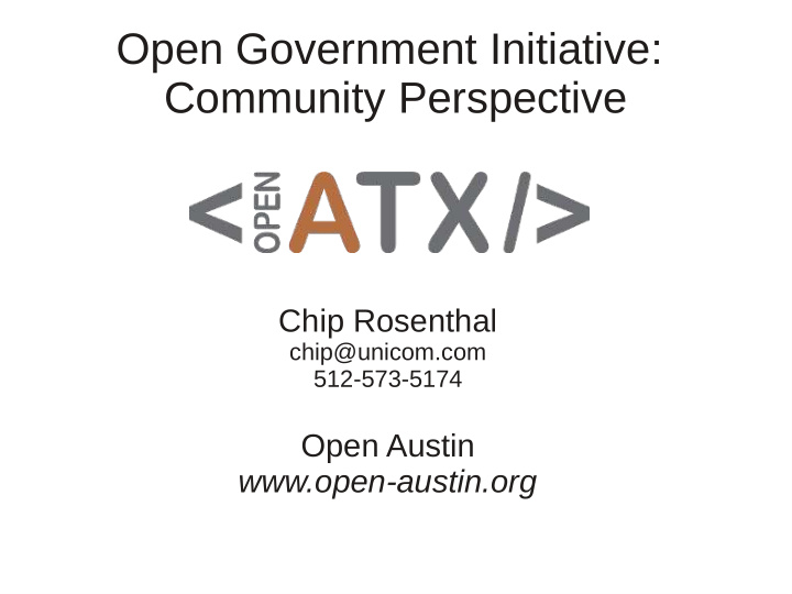 open government initiative community perspective