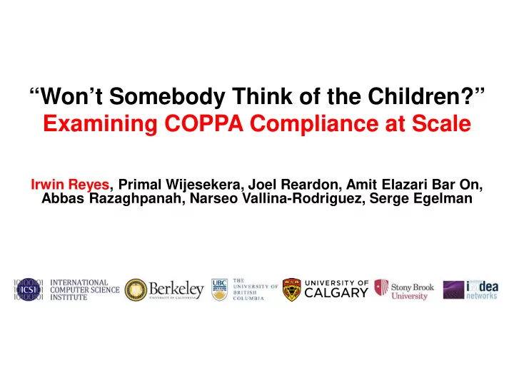 won t somebody think of the children examining coppa