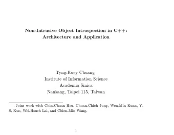 Non-In  trusiv  e  Ob  jet  In  trosp  etion  in  C++:  Ar  hiteture  and  Appliation  T