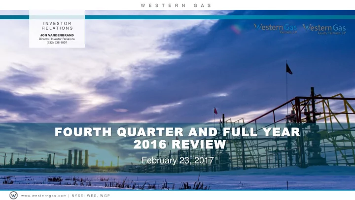 fourth quarter and full year 2016 review