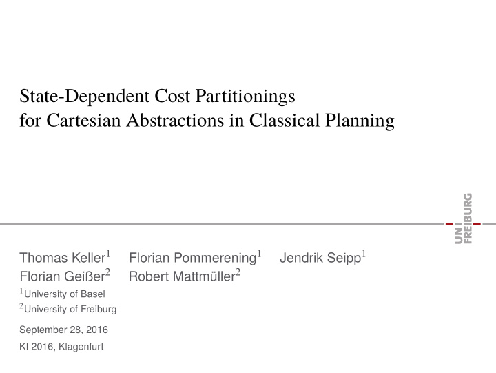 state dependent cost partitionings for cartesian