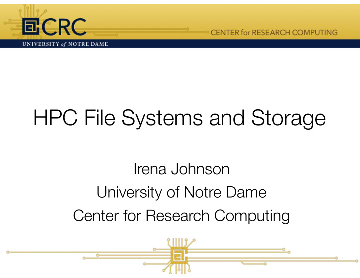 hpc file systems and storage