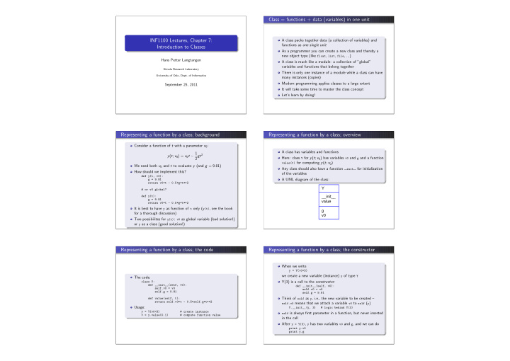 class functions data variables in one unit inf1100