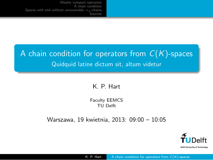 a chain condition for operators from c k spaces